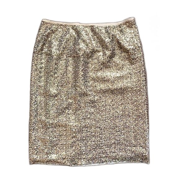 CHICO’S gold sequin pencil skirt NWT shimmer party holiday sz 1 Medium - Picture 2 of 16